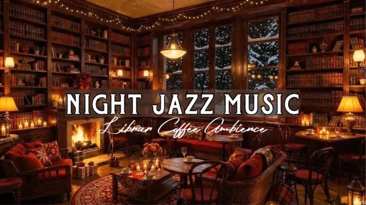 Warm Night Jazz ❄️ Cozy Winter Fireplace Ambience | Relaxing Background Music