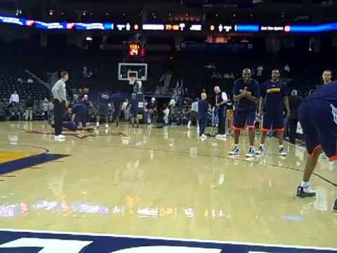 Courtside View of Stephen Curry and Reggie William...