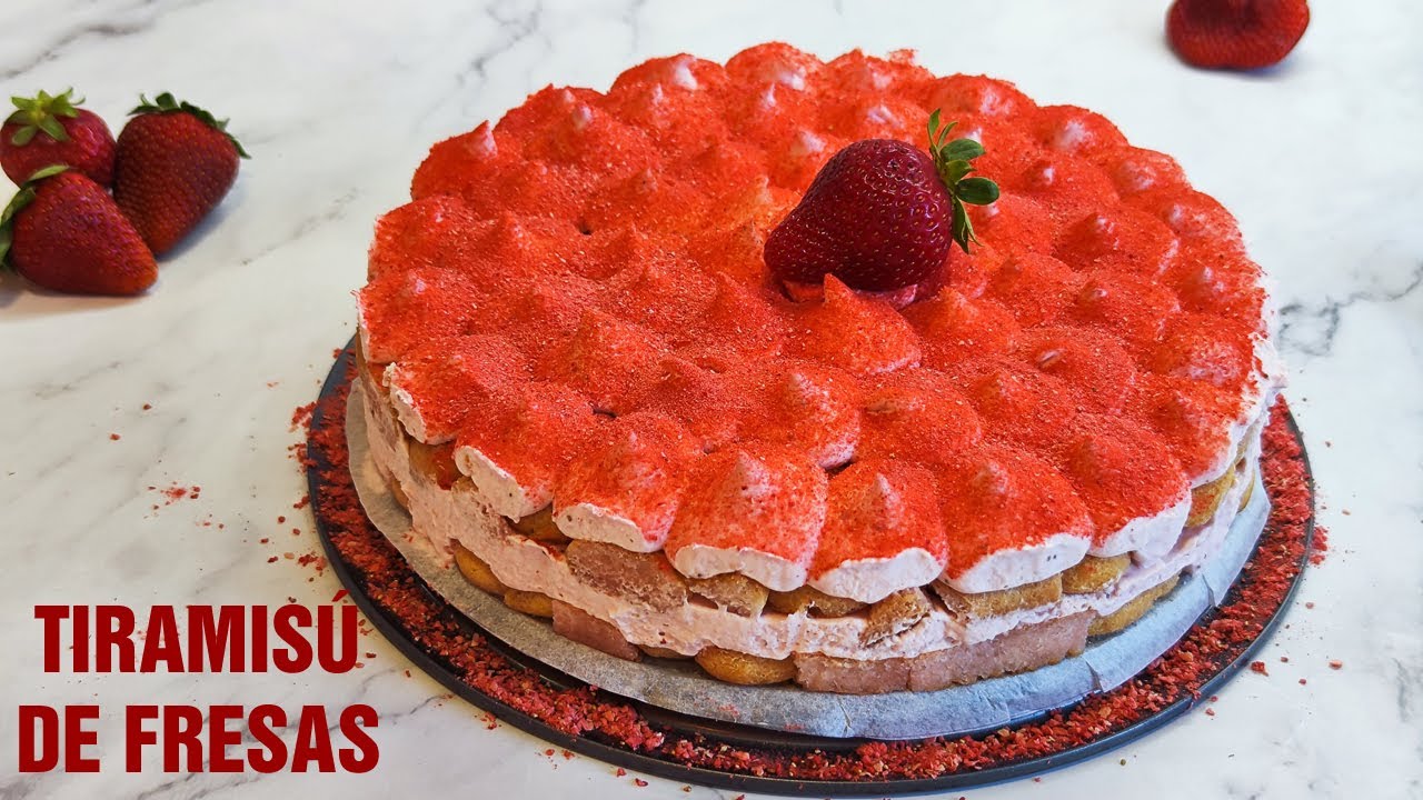 TIRAMISÚ de FRESA 🍓🍓 | Postre Sin Horno