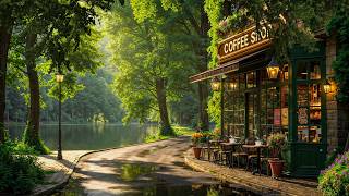 Cozy Coffee Shop Ambience in a Fresh Forest - Soft Morning Jazz for Studying, Working and Focusing screenshot 5