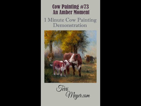 1 Minute Oil Painting Video of Cattle – Video #73 – An Amber Moment