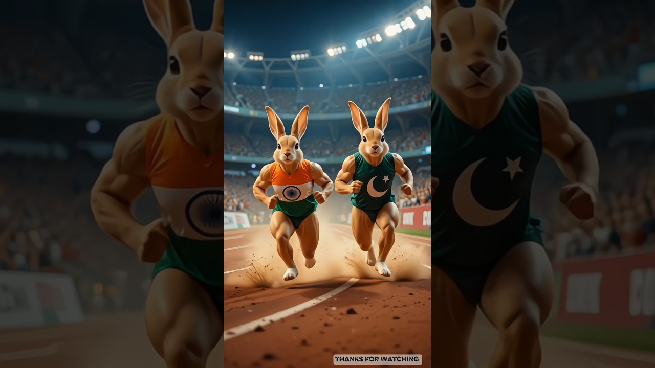 Pakistan 🇵🇰 vs India 🇮🇳 Racing Challenge Between Rabbits 