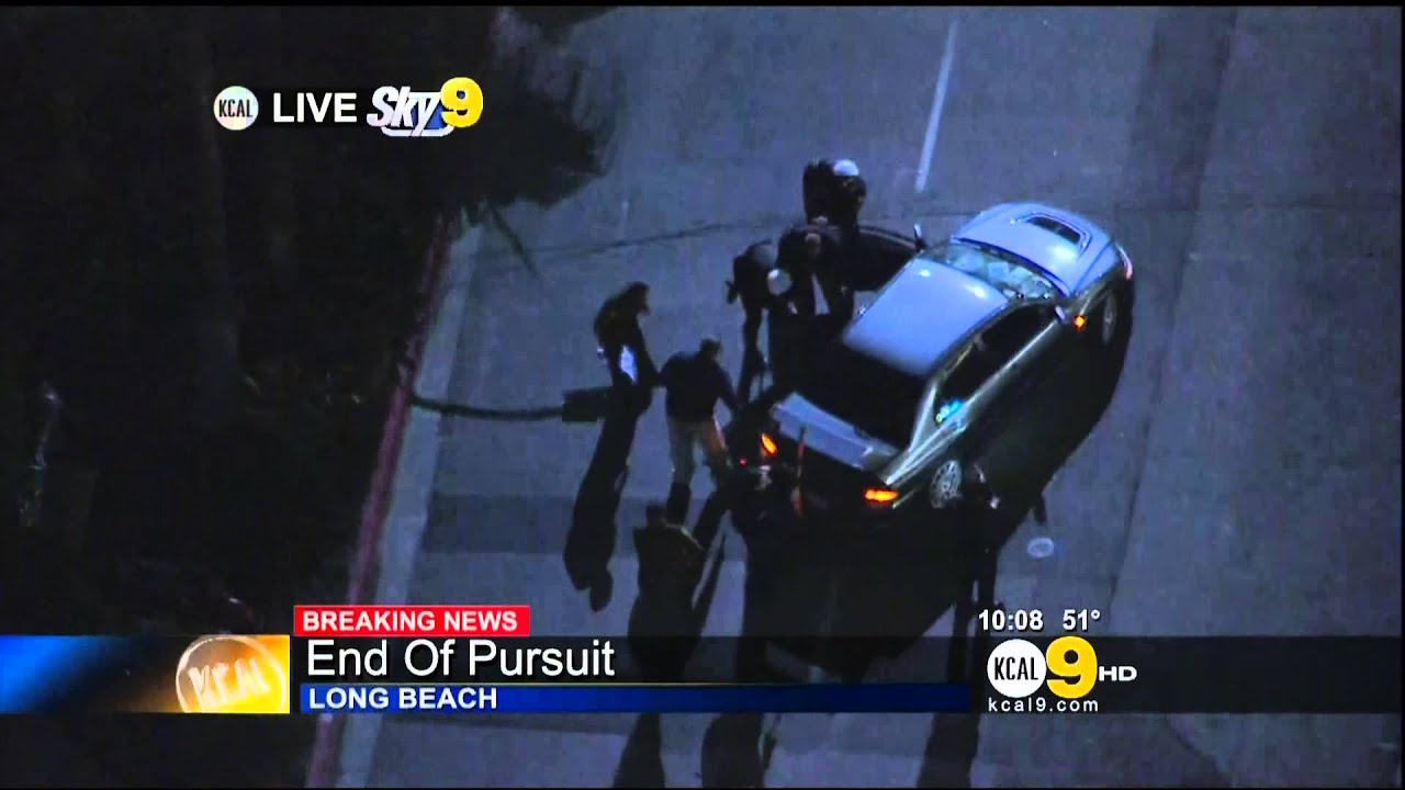 Police car chase and taser suspect in Long Beach CA 30 Jan 2013 KCAL CH ...