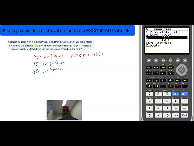 Finding a confidence interval on the Casio FXCG50 AU Calculator