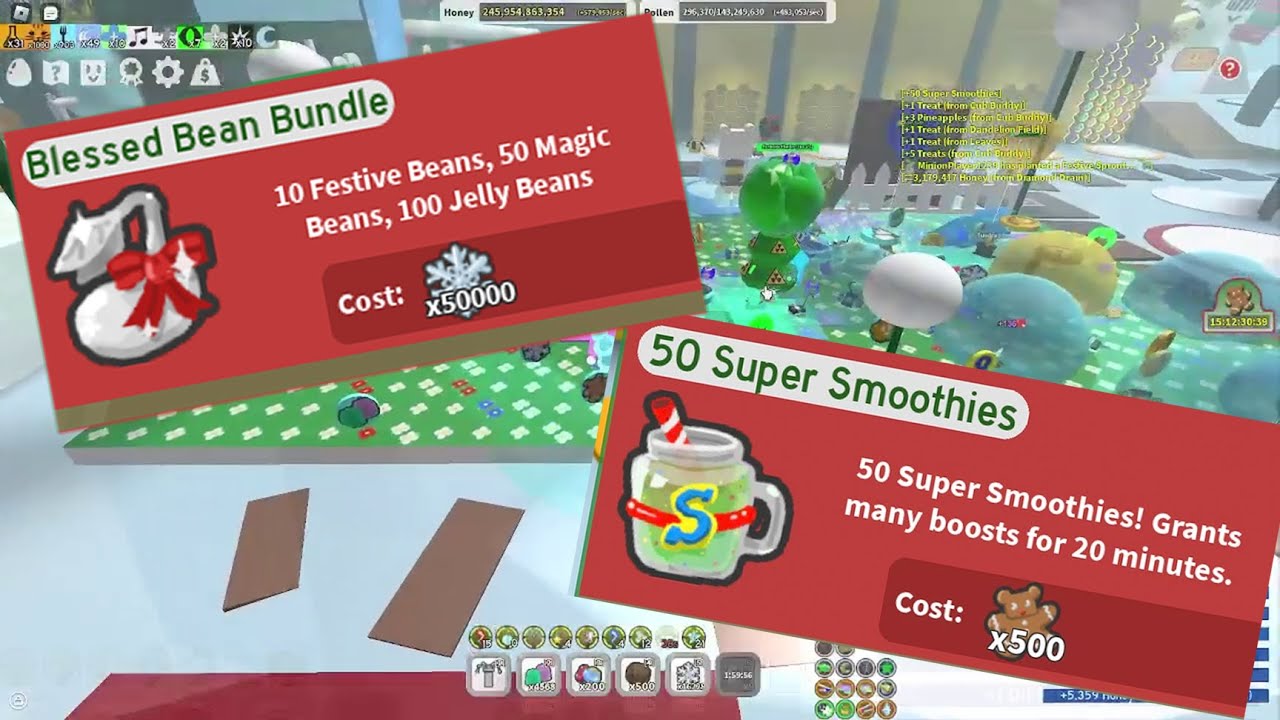 BUYING The Blessed Bean Bundle! (+50 SUPER SMOOTHIES) Bee Swarm