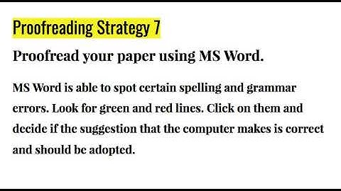Proofreading Strategies