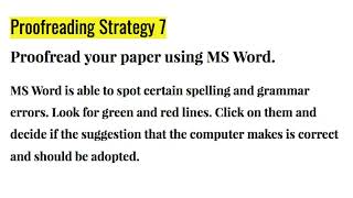Proofreading Strategies
