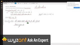Find the derivative of a function using the four step process, i.e. the definition of derivative.