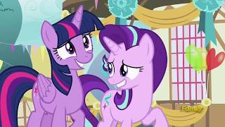 Starlight Glimmer and Twilight Sparkle's greets Thorax awkwardly