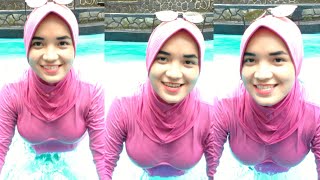 HIJABERS CANTIK HIJAB STYLE BAJU PINK BERENANG TERBARU 2023