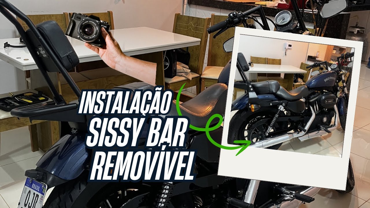 Instalação de Sissy bar removível Harley 883. 
