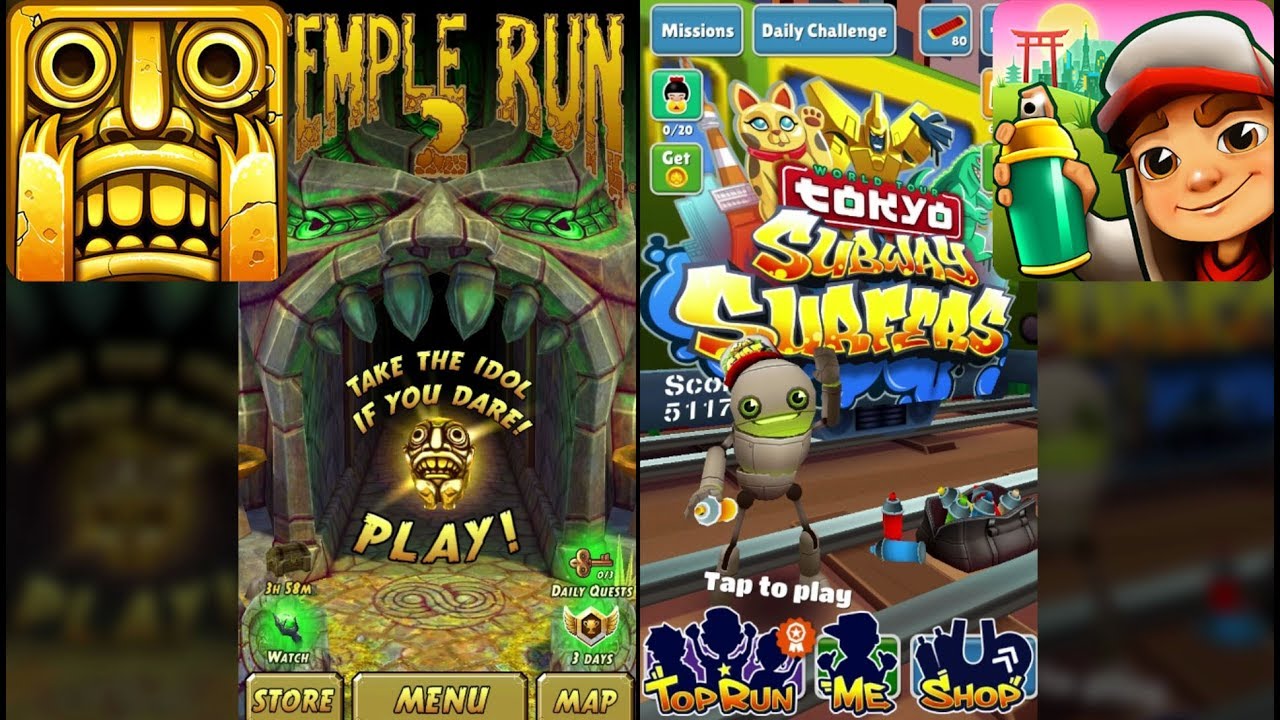 Temple Run 2 Sky Summit Vs Subway Surfers Tokyo - Endless Run Gameplay ...