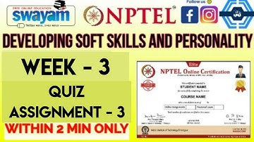 Developing Soft Skills And Personality - NPTEL, week 3 quiz assignment 3 solved 2024(July)