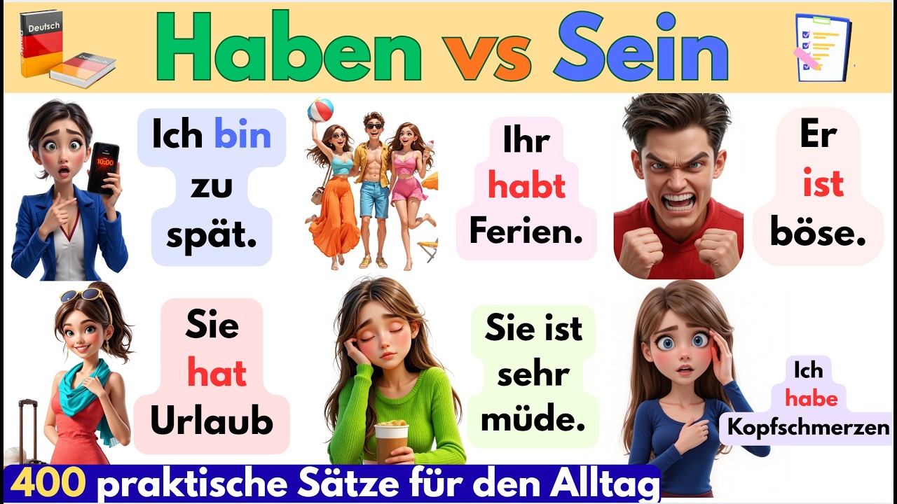 Haben vs Sein 🤔 400 Sätze für den Alltag 🚀 Perfekt für Anfänger!