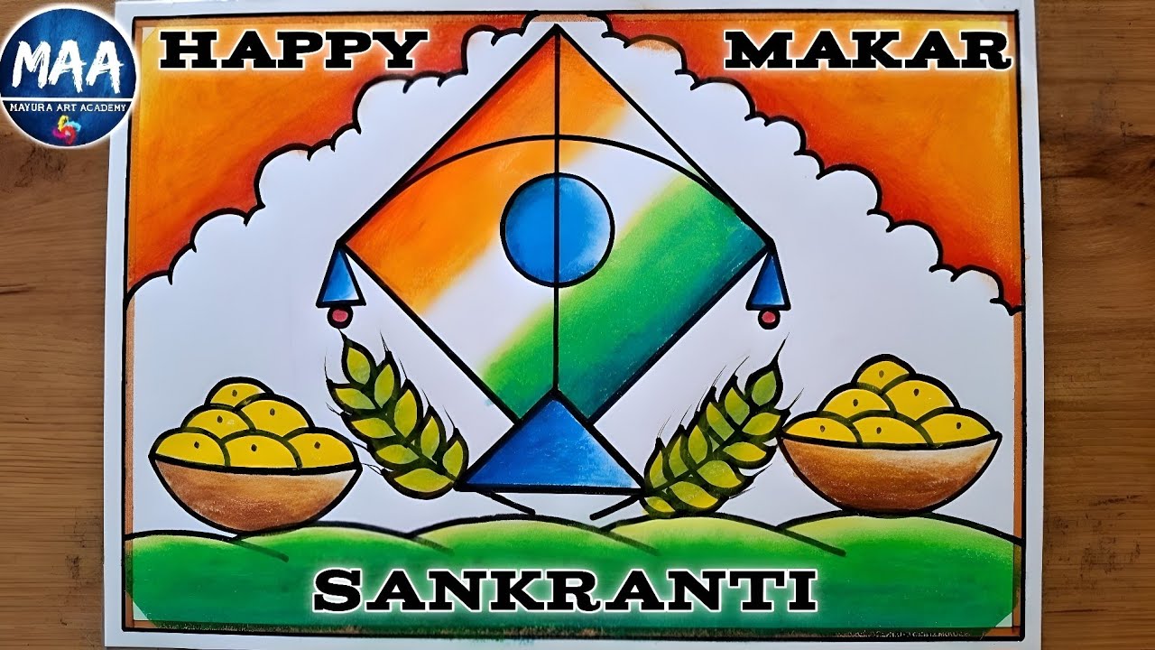 How to Draw Kite | Indian Flag Kite Drawing | Makar Sankranti Drawing | Makar Sankranti special draw