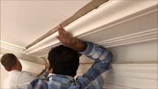 Installing a Large Hopkin's Plaster Victorian cornice to match in with existing