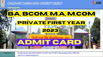 Ccsu Ba bcom ma mcom private first year admit card kaise download kare 2022   2023