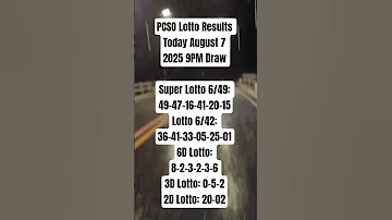 PCSO Lotto Results Today August 7 2025 9PM Draw Lotto Lottoresulttoday 9pmlottoresult 