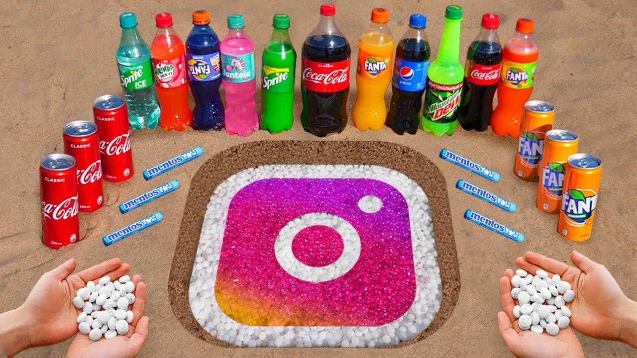 McDonald's, Instagram, and Twitter Logos in the Hole with Orbeez, Coca Cola, Mentos & Popular Sodas