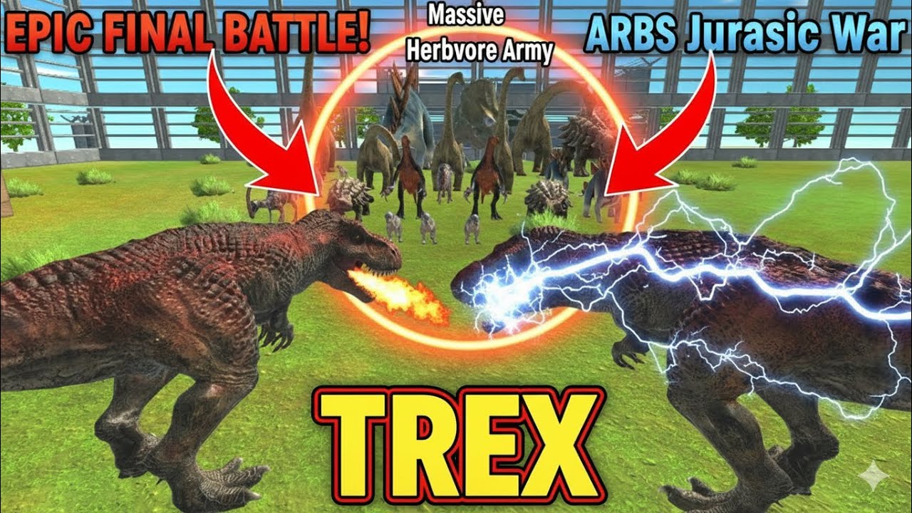 ARBS Jurassic War: T-Rex vs Massive Herbivore Army – EPIC Final Battle!