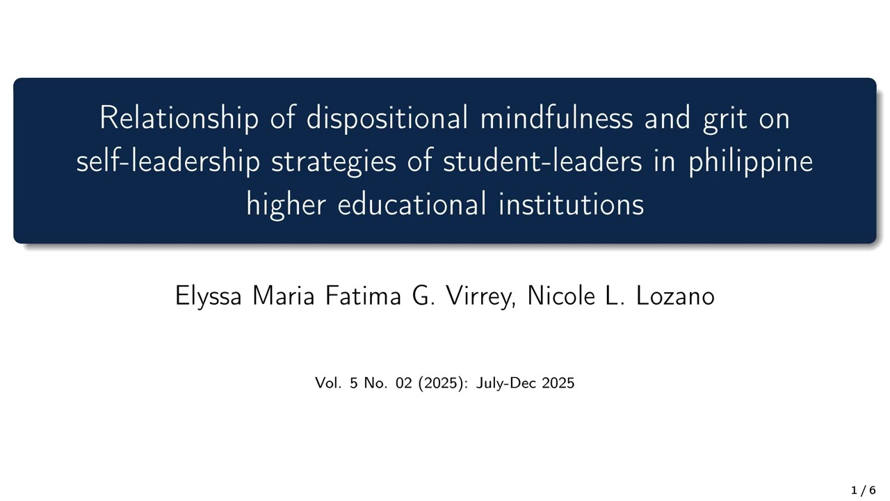Relationship of dispositional mindfulness and grit on self-leadership strategies of student-leader
