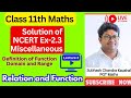 Lec-3 Function//Solution of NCERT Exercise 2.3 and Miscellaneous Class11th #FunctionClass11th #viral