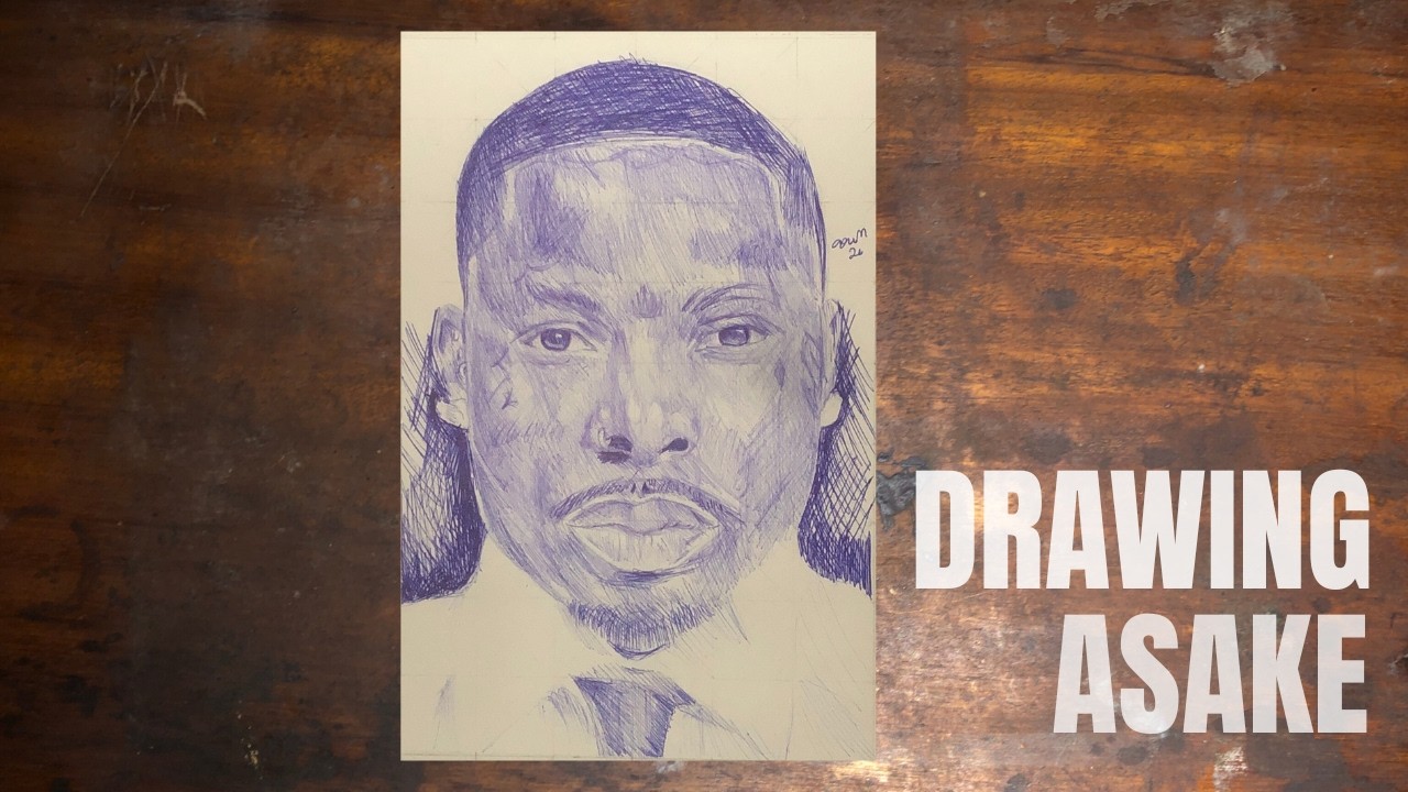 Drawing ASAKE Using Blue Pens | Pen Drawing Portrait Time-lapse | aavn ...