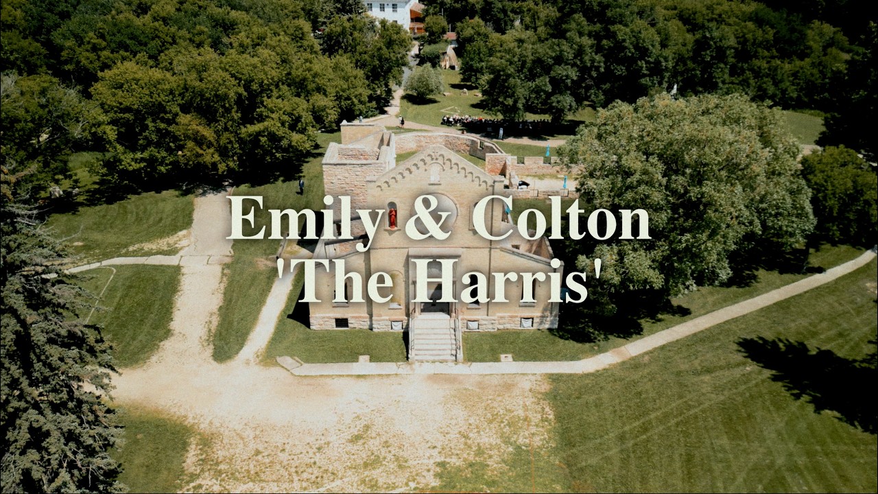 Still from Emily and Colton's Winnipeg wedding film, graded for an old film look