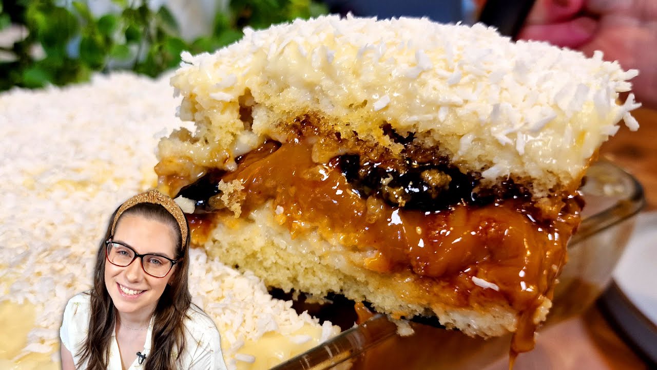 Bolo de doce de leite com ameixa, o famoso bolo olho de sogra