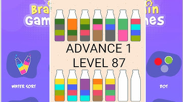 Brain Games Water Sort Advance 1 Level 87 |solution walkthrough gameplay| water Sort puzzle