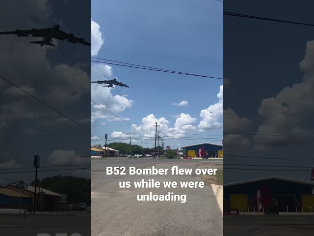 B52 Bomber flew over us while unloading class=