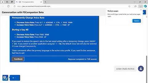 FS Companion: a quick Walkthrough in JAWS 2025 beta