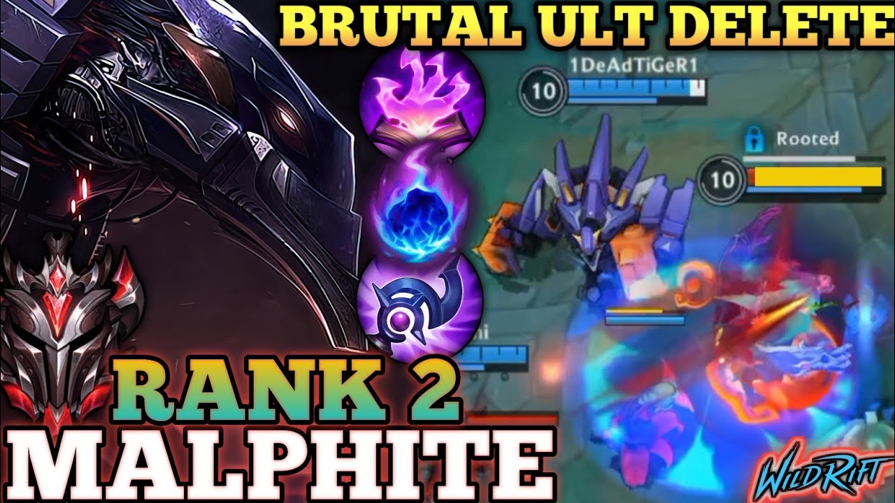 MALPHITE ONE ULT COMBO DELETE! 100% AP BUILD - TOP 2 GLOBAL MALPHITE BY 1DeAdTiGeR1 - WILD RIFT