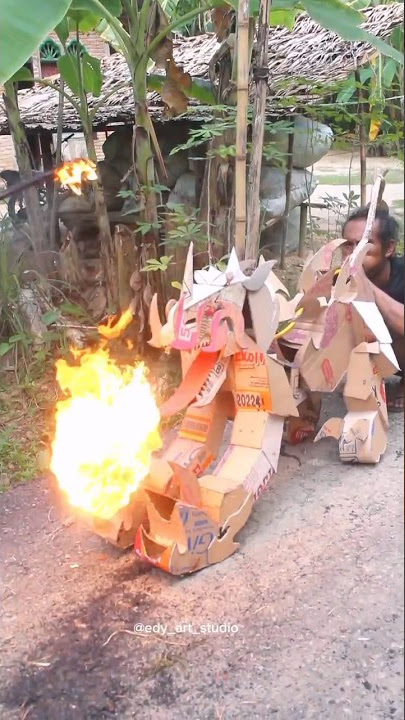 Cool fire lion toy from scrap cardboard