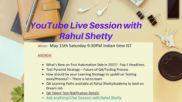 Live QA Webinar/Chat Session - Rahul Shetty
