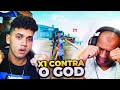 FUI X1 CONTRA O GOD E ELE FICOU IMPRESSIONADO! X1 RAIZ!? FREE FIRE