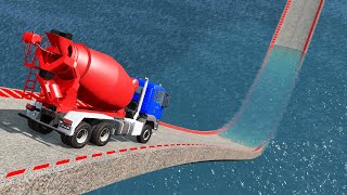 Impossible Weird Wave Bridge Crossing Cars Vs Deep Water - BeamNG.Drive