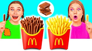 Desafio Comida Real vs Comida De Chocolate | Situações Engraçadas