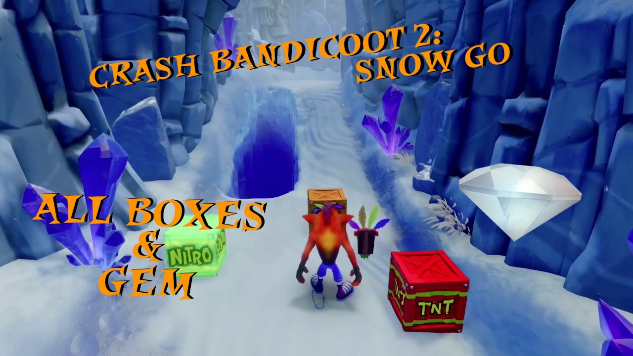 Crash Bandicoot 2 Snow Go All Boxes and Gem YouTube
