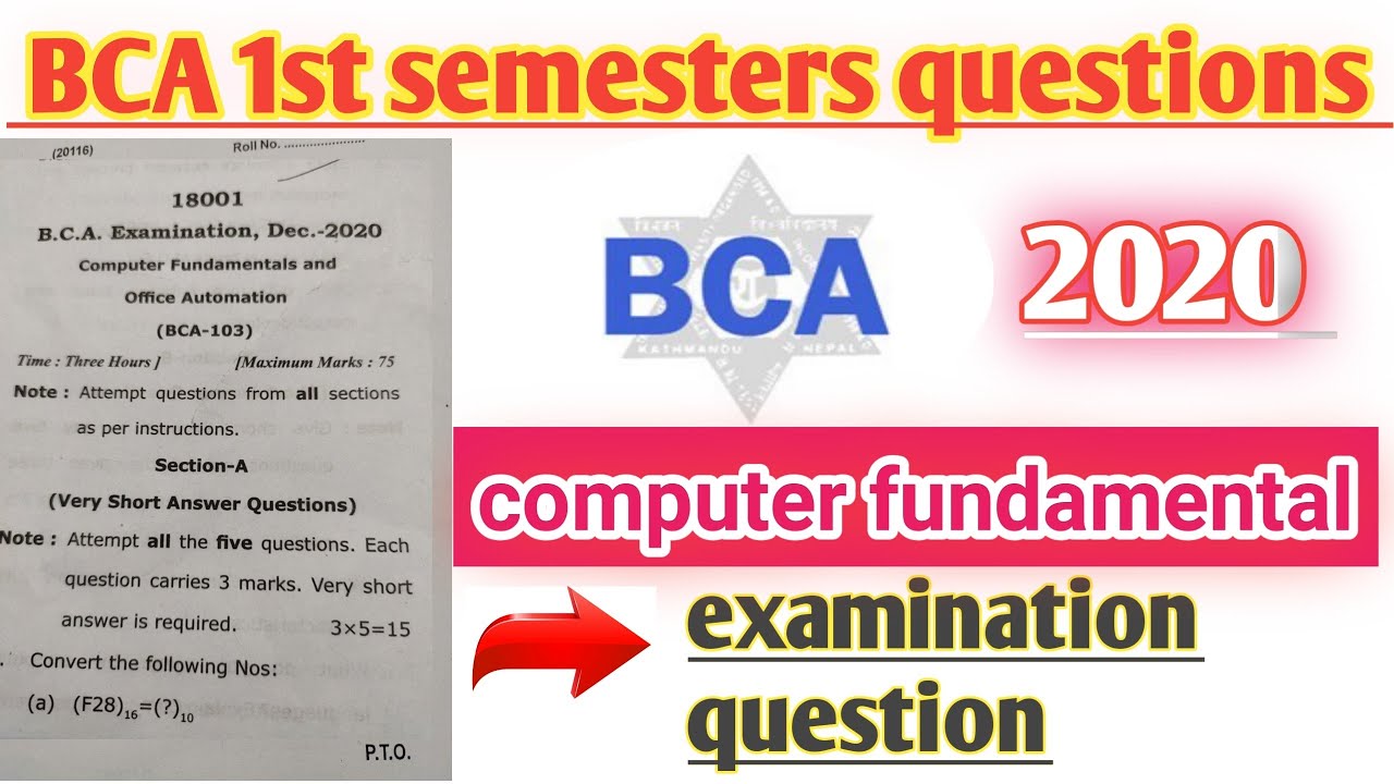 BCA 1st sem computer fundamental questions 2020 !! #bca #university # ...