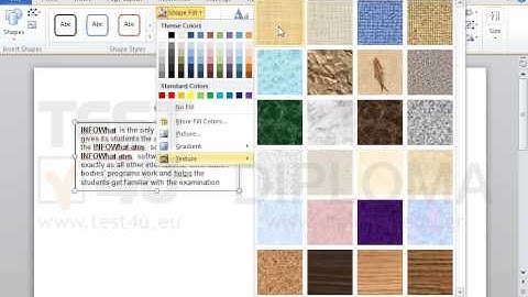 Make sure the text flows from the left to the right textbox. Then, apply papyrus texture and 4pt...