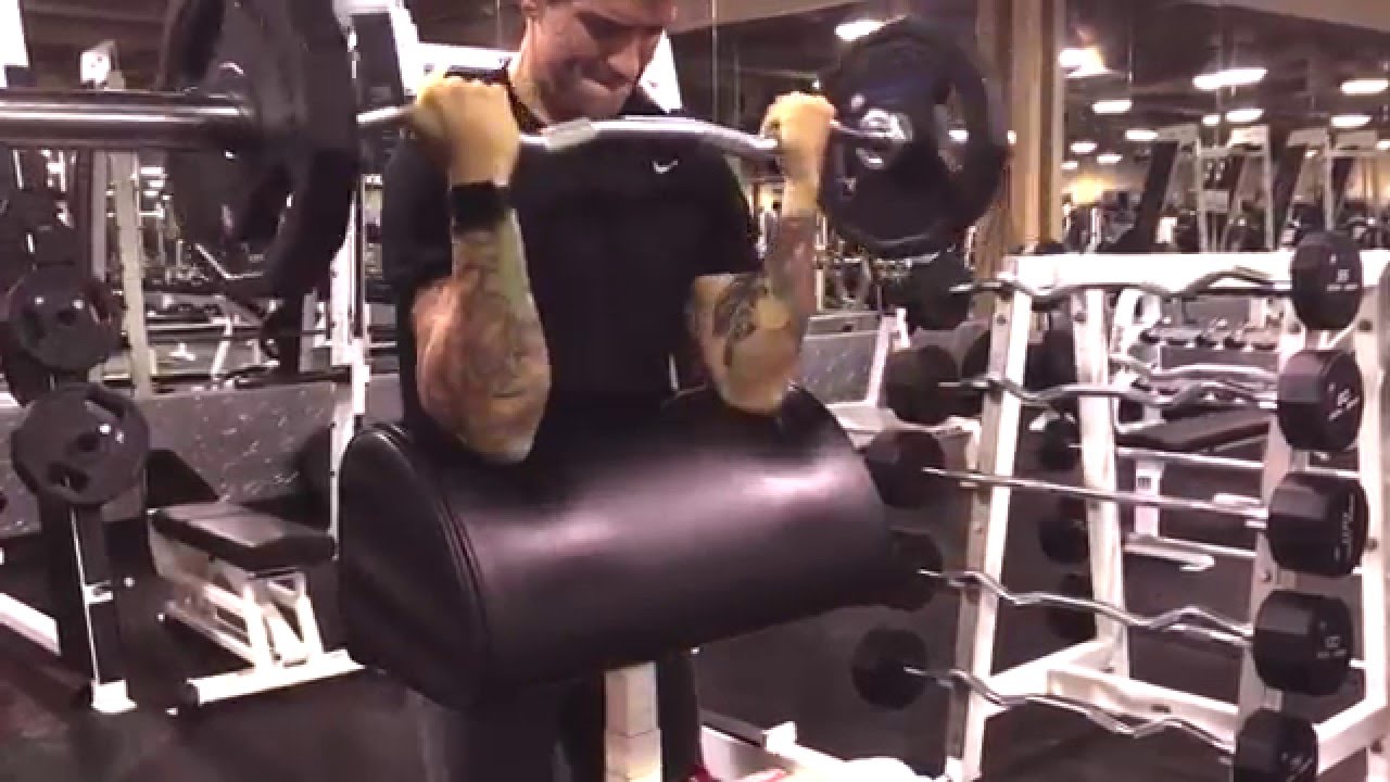 EX Bar Preacher Curls (Demonstration) - Curran Blevins - YouTube