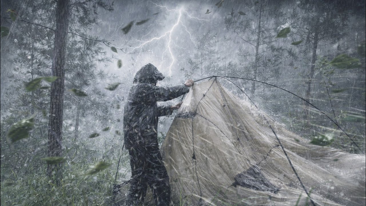 FIGHTING BAD WEATHER AT CAMPING‼️ CAMPING IN HEAVY RAIN⛈️