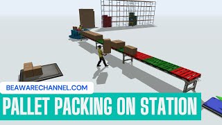 Pallet Packing On Station | Simulation Modelling | Process Flow | Conveyor | Flexsim Simulation