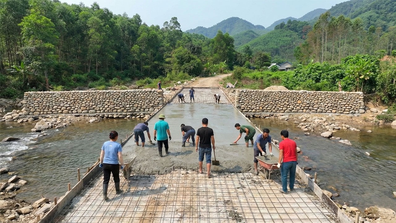 I, And My Neighbors Built A Path Across The Stream - From Beginning To End.