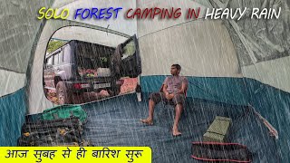 Solo Camping In Heavy Rain In Forest | 4x4 Car Camping In Rain Overlanding | Tent Tarp Shelter