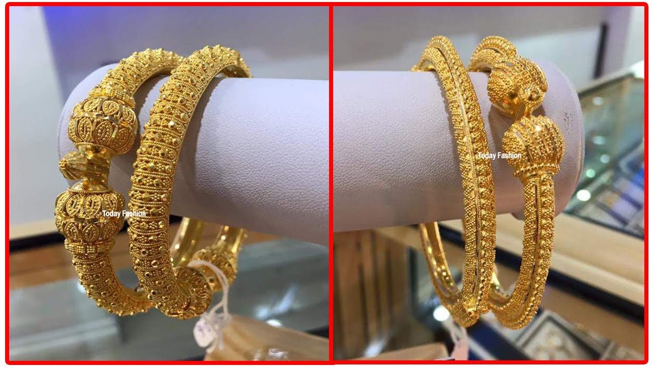 Latest Gold Bangle set designs | Light Weight Gold Bangles designs ...