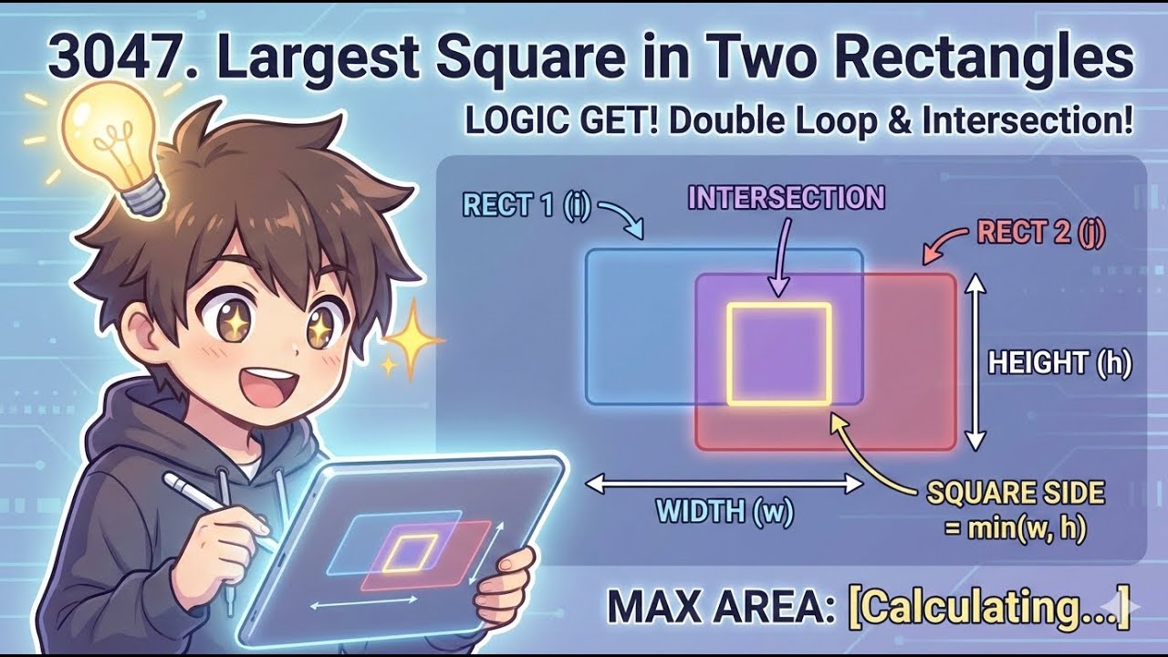 3047. Find the Largest Area of Square Inside Two Rectangles - YouTube