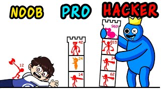 NOOV vs PRO vs HACKER en Stick War Hero Tower !! - DeGoBooM