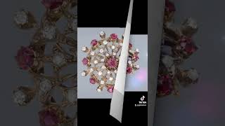 Victorian Natural Untreated Ruby &amp; Diamond Brooch Pendant with Gem Report #love #shorts #viral #cute